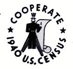 the stamp used for the 1940 census, reading "cooperate 1940 census"