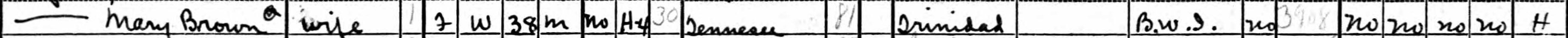 census entry for Bryant, showing the "H" indicating she kept house