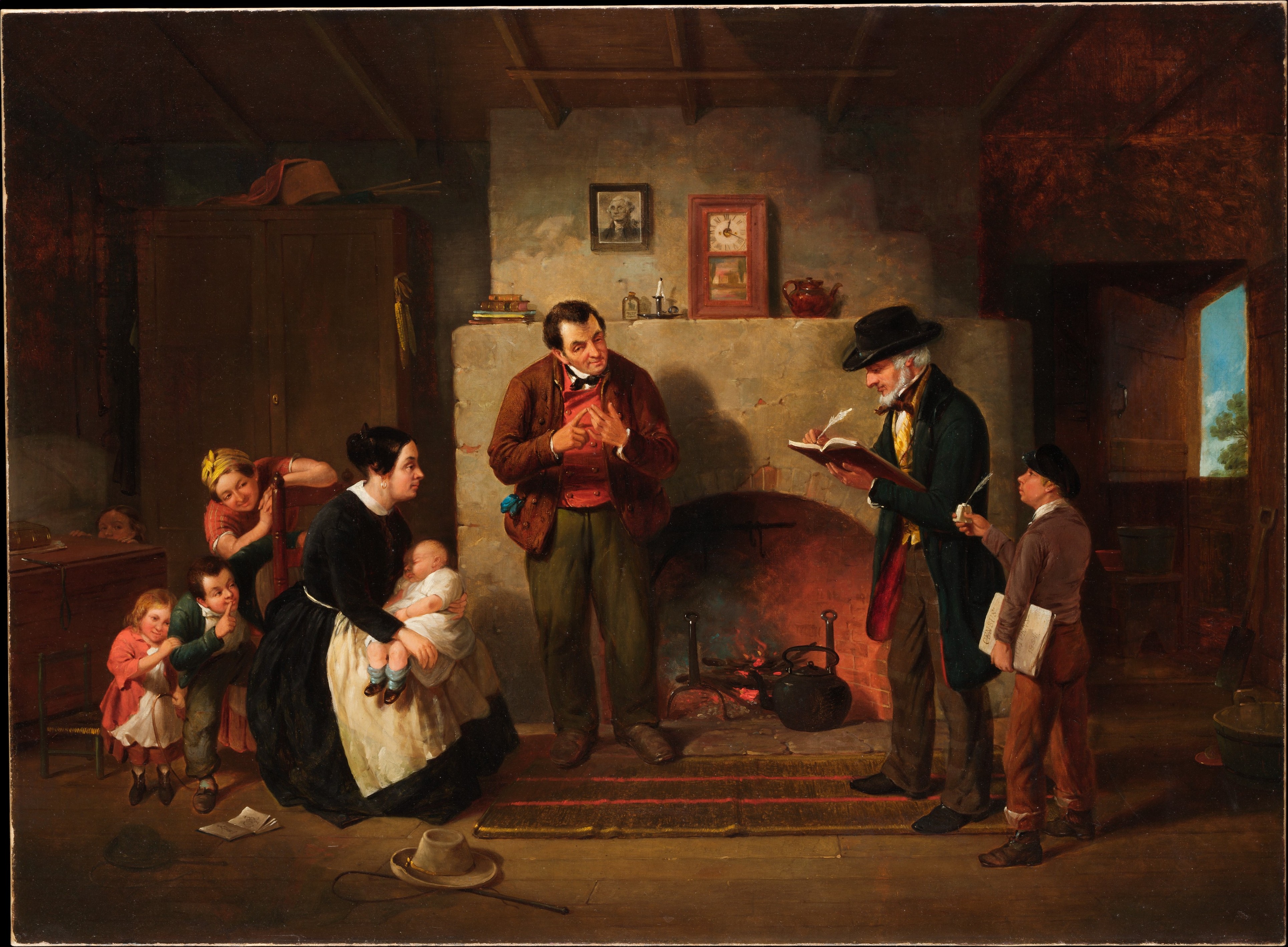 image of family being counted by the census taker, described below